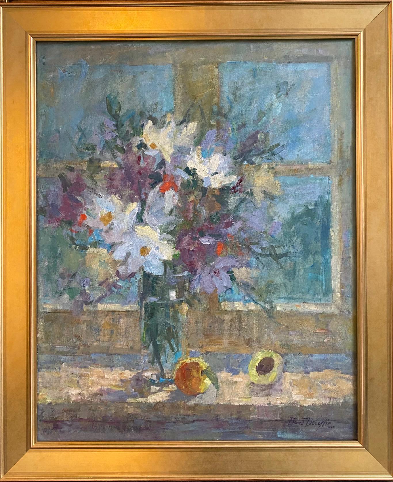 Melocotones, bodegón impresionista original de 30x24