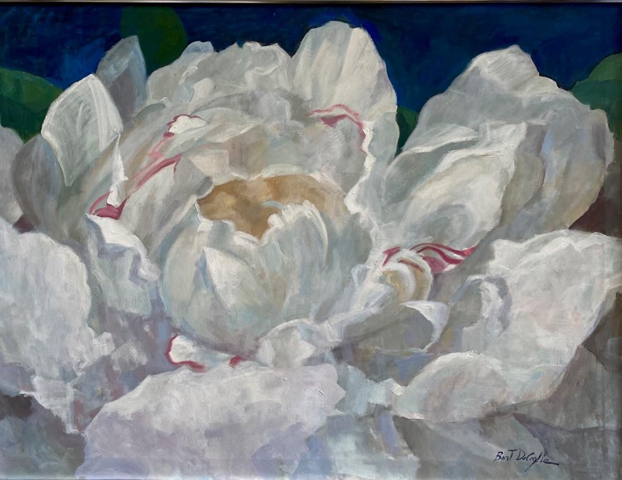 Peony in Full Bloom, original 30x40 contemporary landscape - Painting by Bart DeCeglie