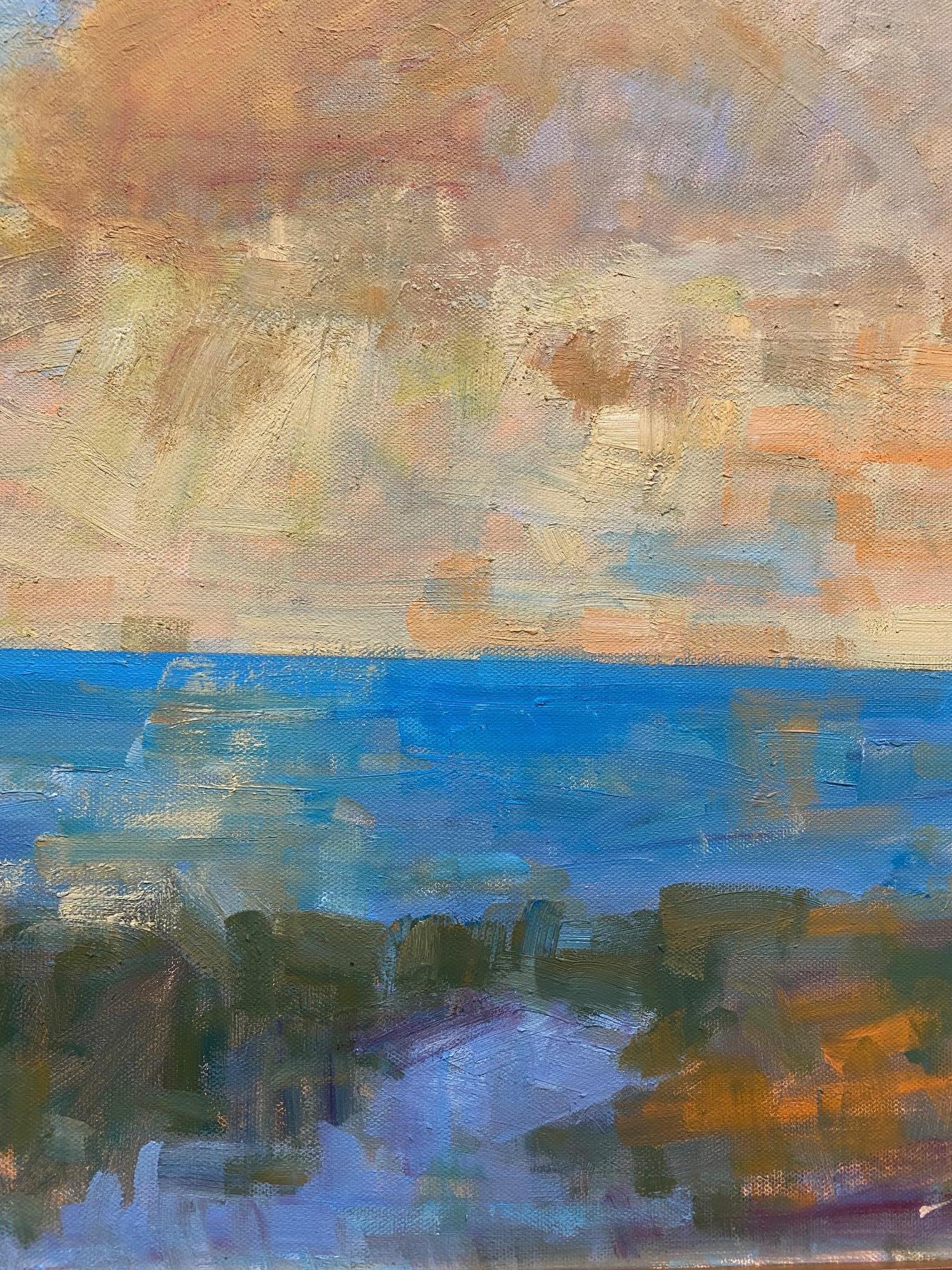 Summer Sun, original abstract expressionist marine landscape - Abstract Expressionist Painting by Bart DeCeglie
