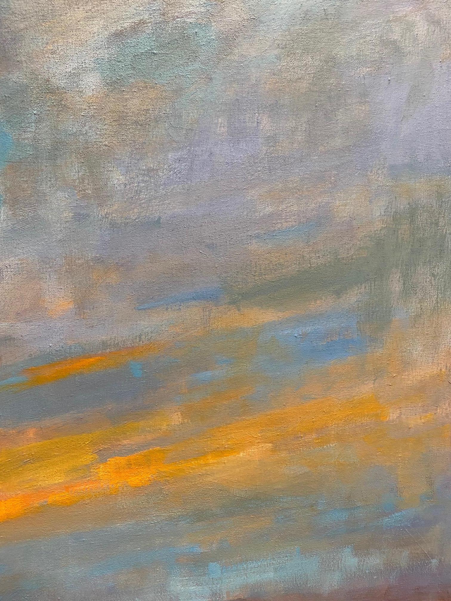 Amanecer, paisaje marino expresionista abstracto original de 32x32 - Painting Expresionismo abstracto de Bart DeCeglie