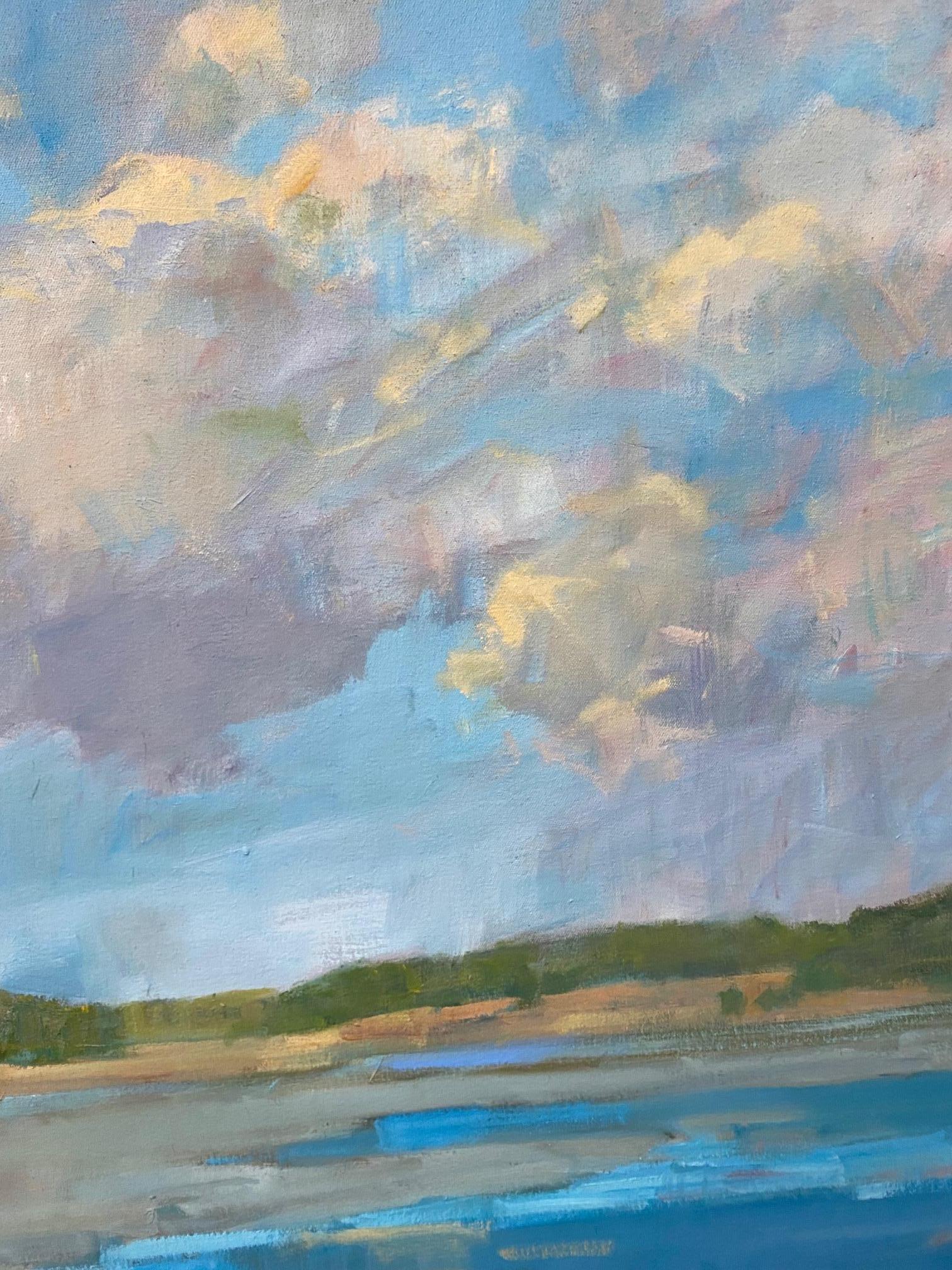 Tranquil Moment, original 32x36 paysage marin expressionniste abstrait - Expressionnisme abstrait Painting par Bart DeCeglie
