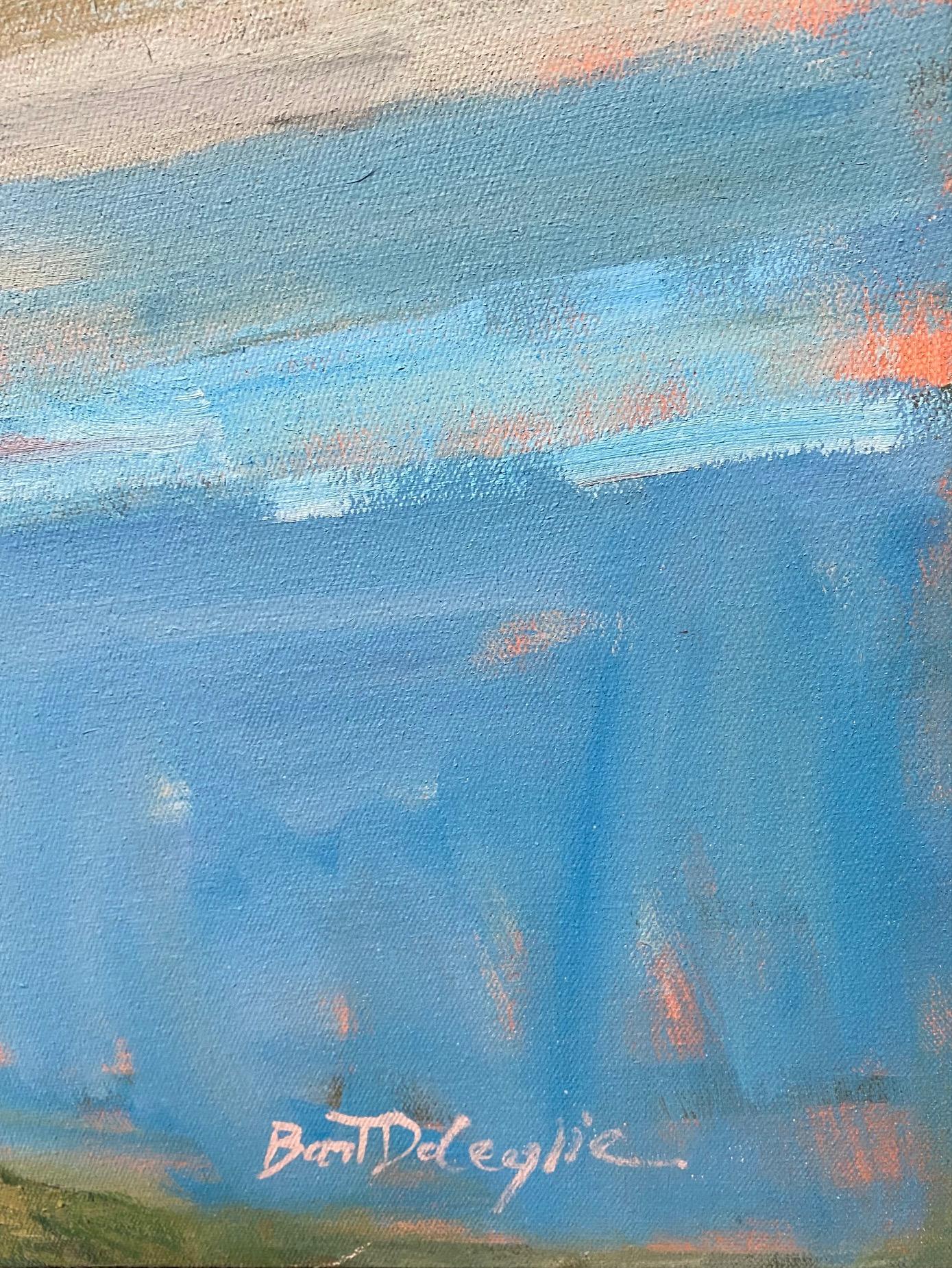Tranquil Moment, original 32x36 abstract expressionist marine landscape For Sale 2