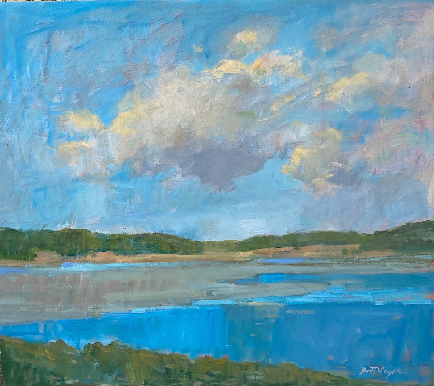 Bart DeCeglie Abstract Painting – Tranquil Moment, abstrakte expressionistische Meereslandschaft, Original 32x36