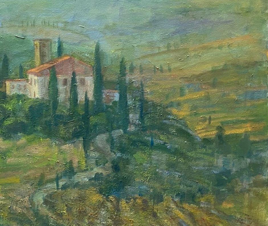 Tuscany Hills, original 30x36 Italian impressionist landscape - Impressionist Painting by Bart DeCeglie