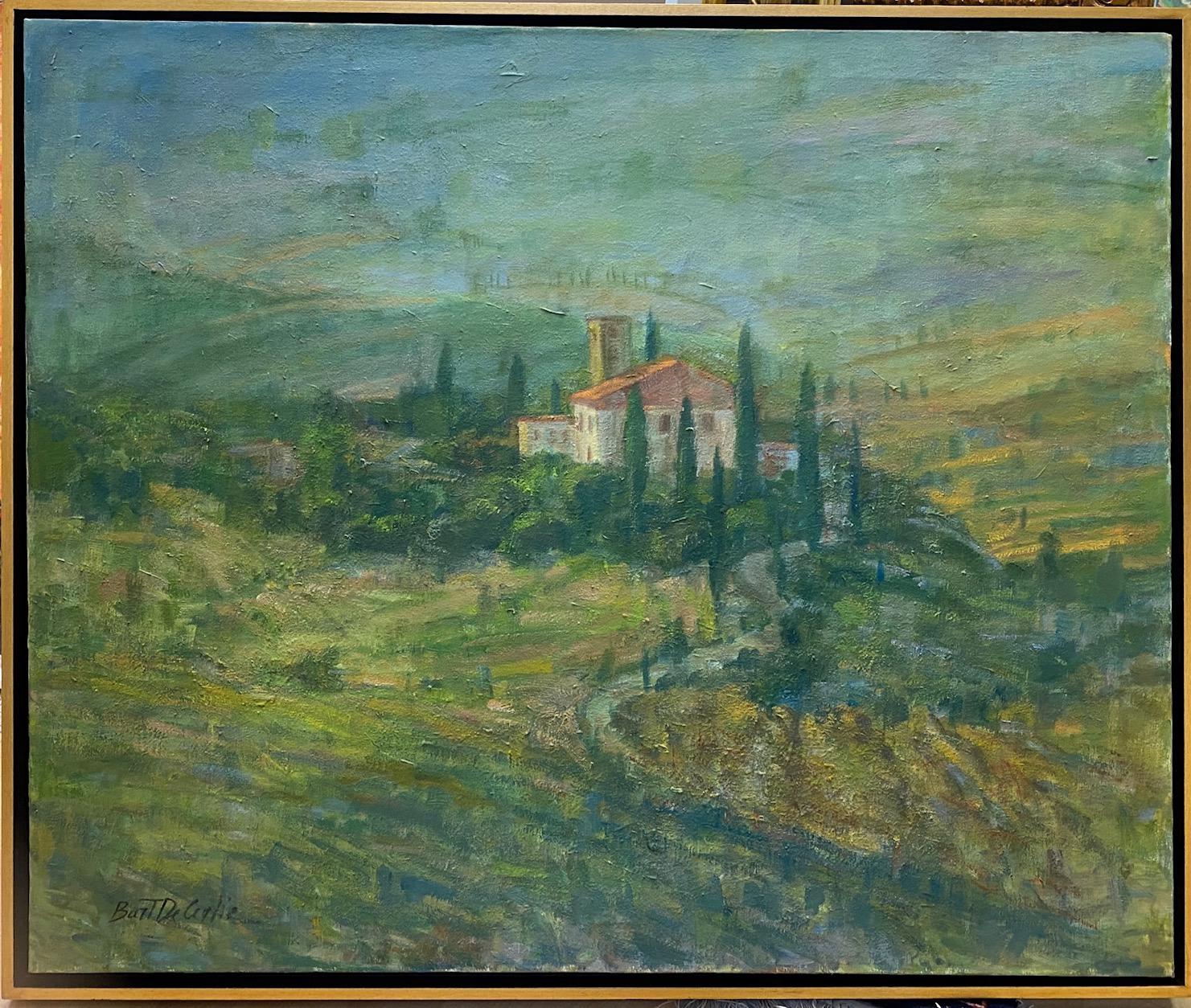 Tuscany Hills, original 30x36 Italian impressionist landscape - Painting by Bart DeCeglie