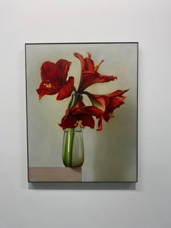 Amarilis -Siglo XXI Pintura contemporánea realista de bodegón de flores