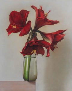 Amaryllis -21st Century Contemporary Realistic Still life Painting of Flowers