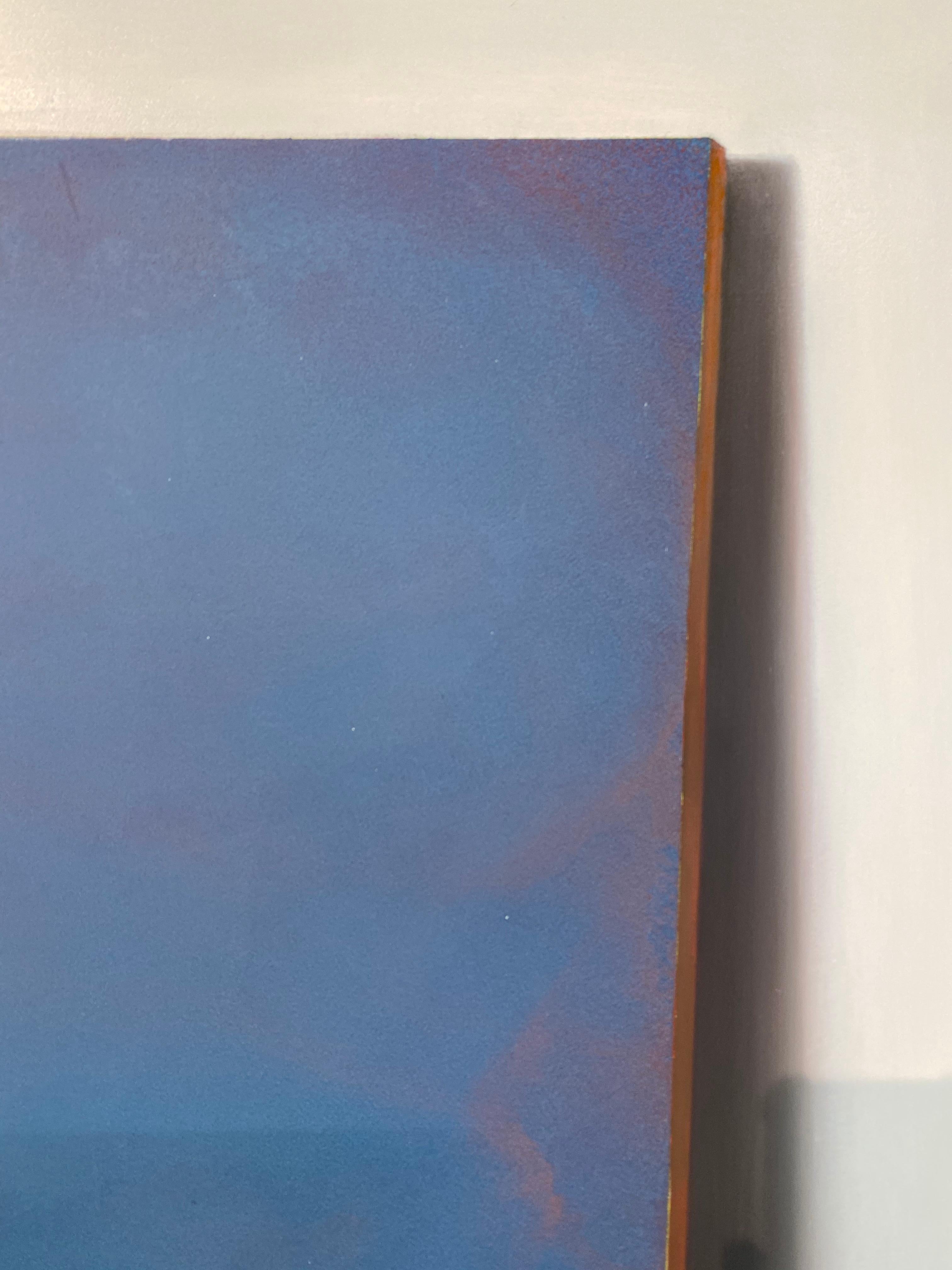 This unique piece of an abstract blue painting leaning against the wall is made by German artist realist painter Bart Koning in a cooperation with his colleague abstract painter Lydia Mammes. 

When we saw this work for the first time  we were