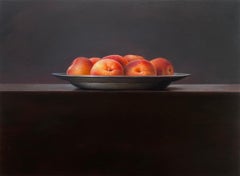Bowl of Peaches - 21st Century Contemporary Realistic Still Life Fruit Painting