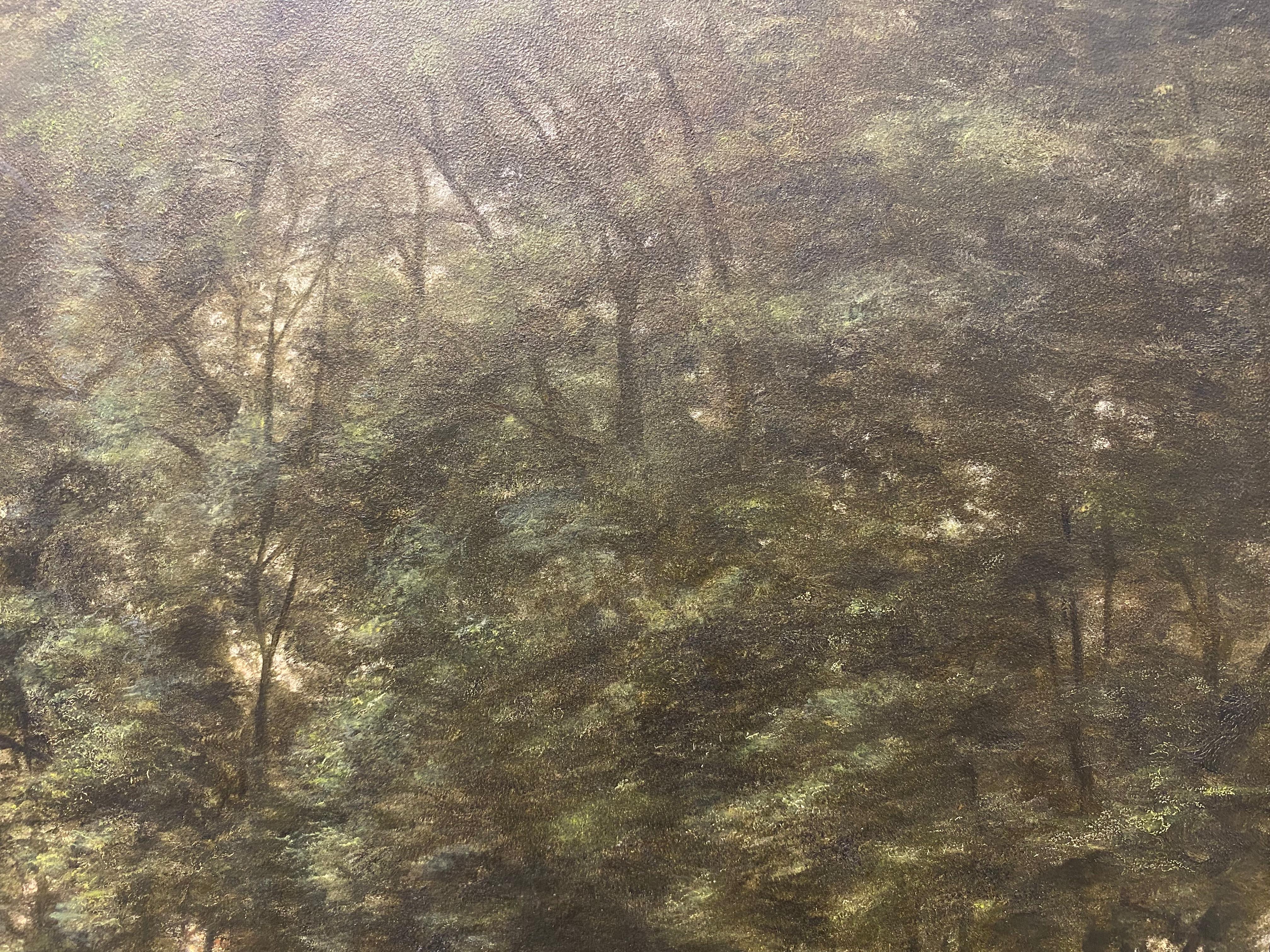 Landschaft mit Bunker -21. Jahrhundert Zeitgenössische Realistische Landschaftsmalerei (Schwarz), Landscape Painting, von Bart Koning