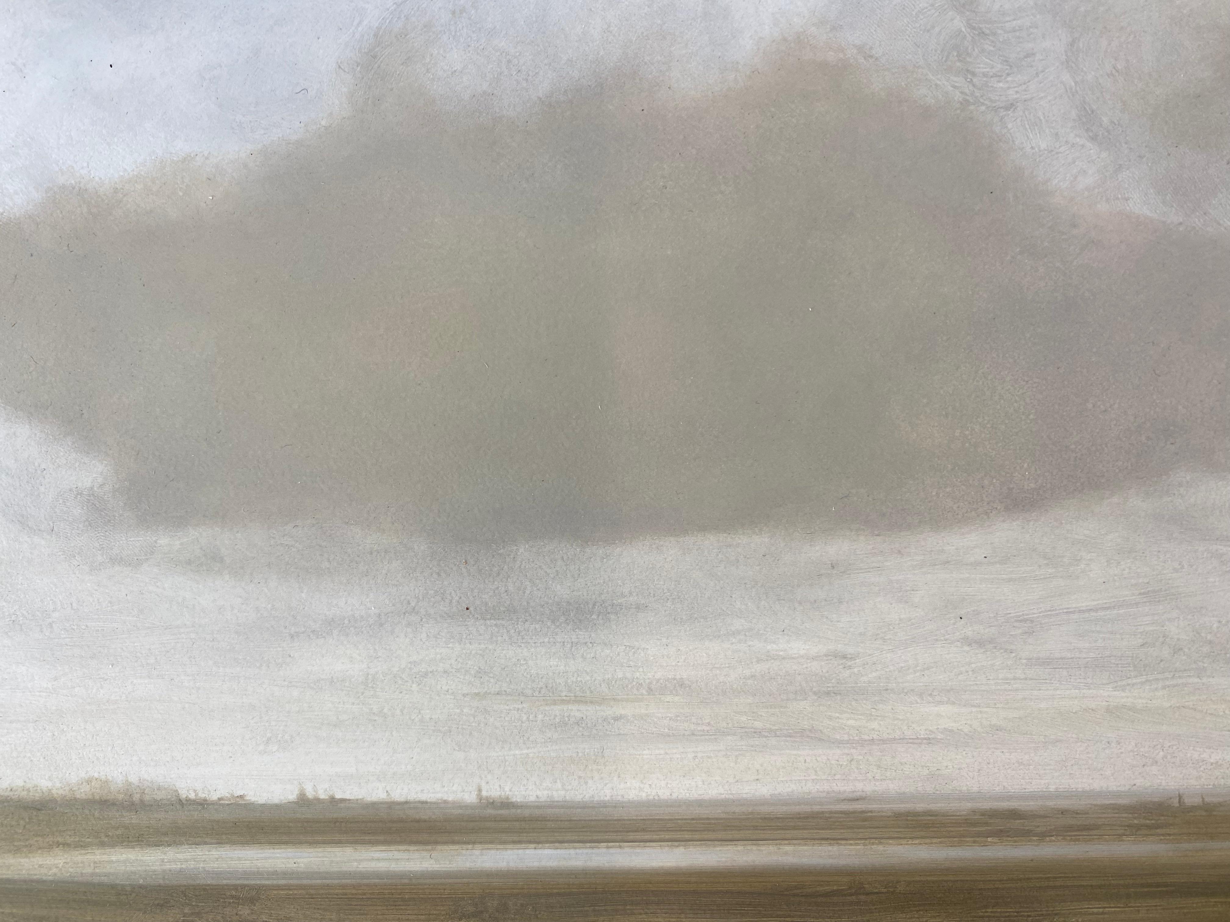 Landschap II - Zeitgenössische realistische Landschaftsmalerei des 21. Jahrhunderts (Grau), Figurative Painting, von Bart Koning