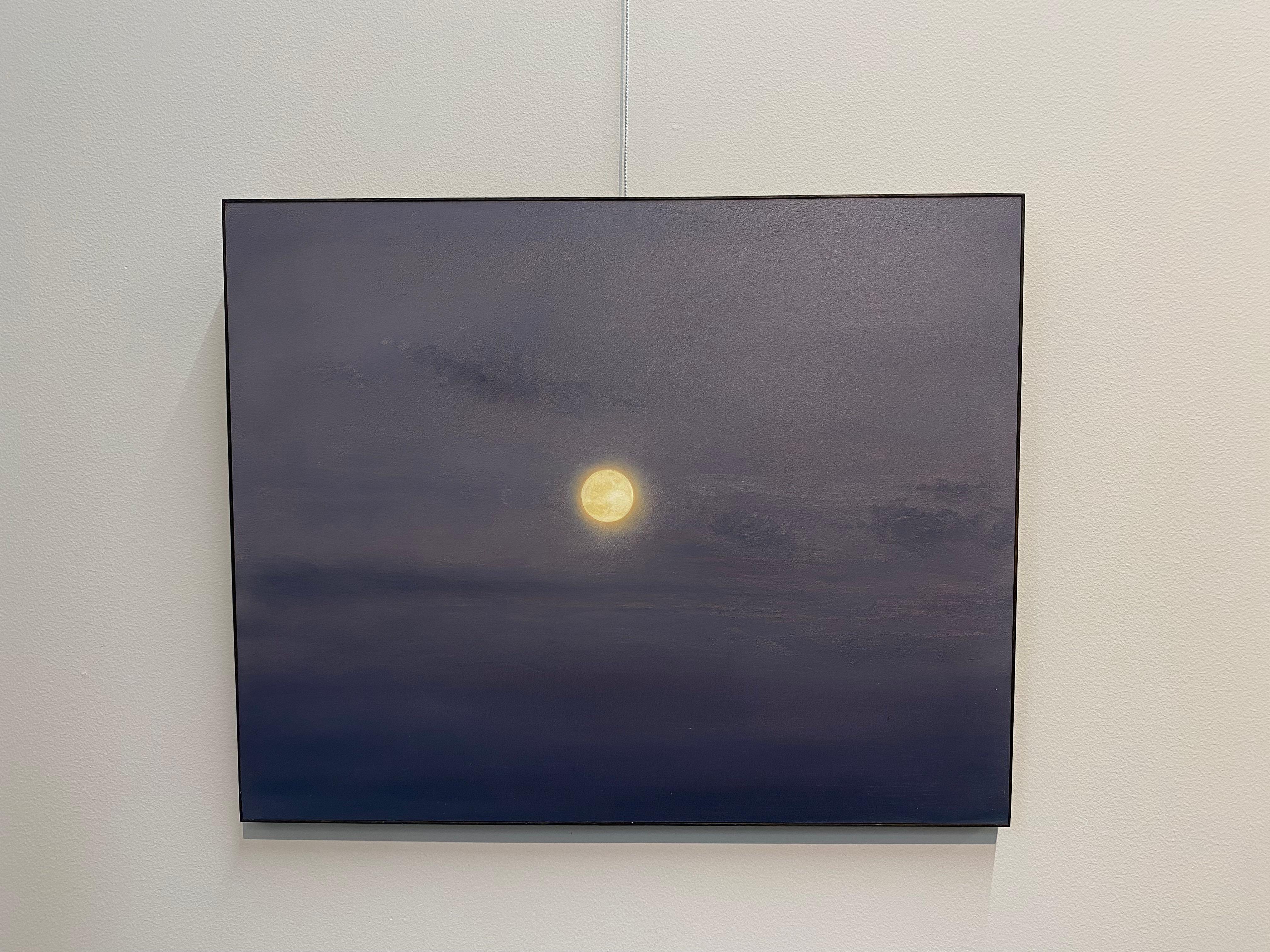 Moon -21st Century Contemporary Realistic Sky Painting of the Moon - Gray Landscape Painting by Bart Koning