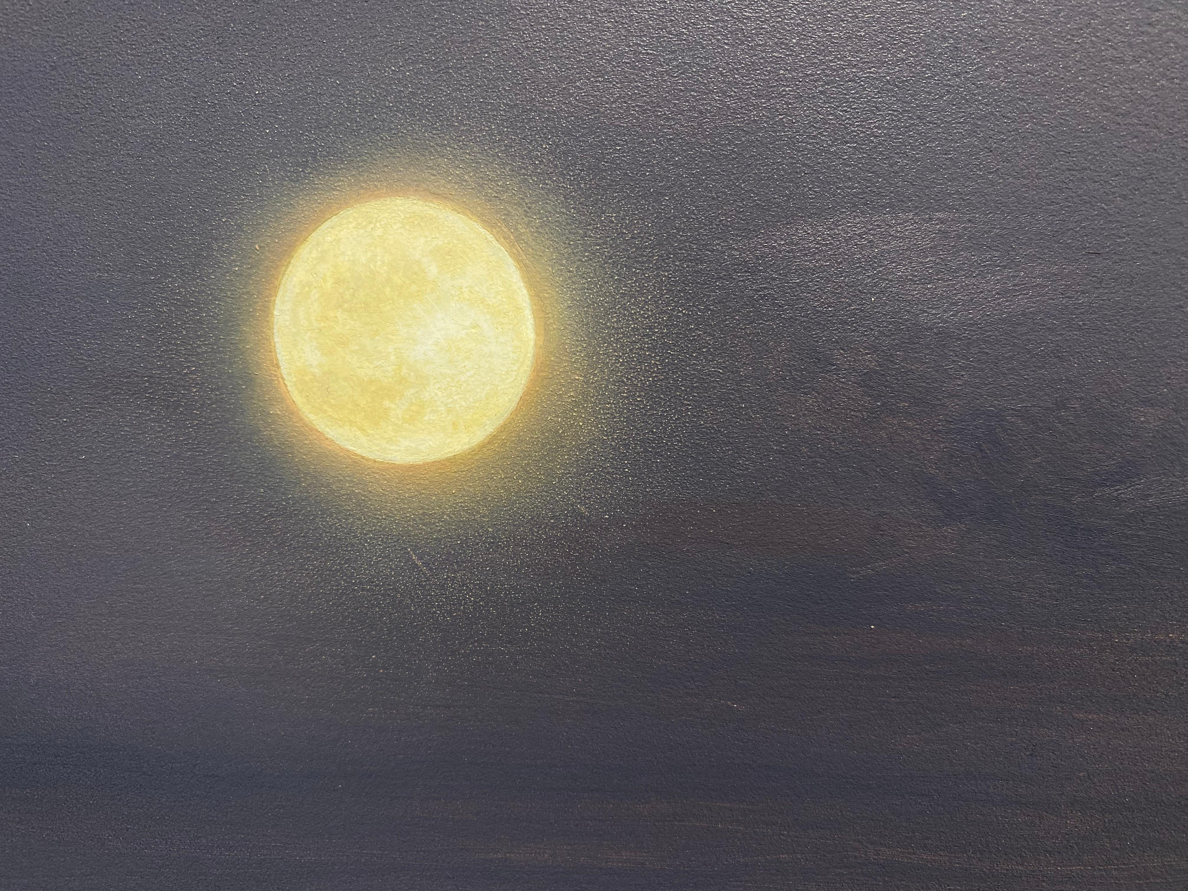 Moon -21st Century Contemporary Realistic Sky Painting of the Moon For Sale 2