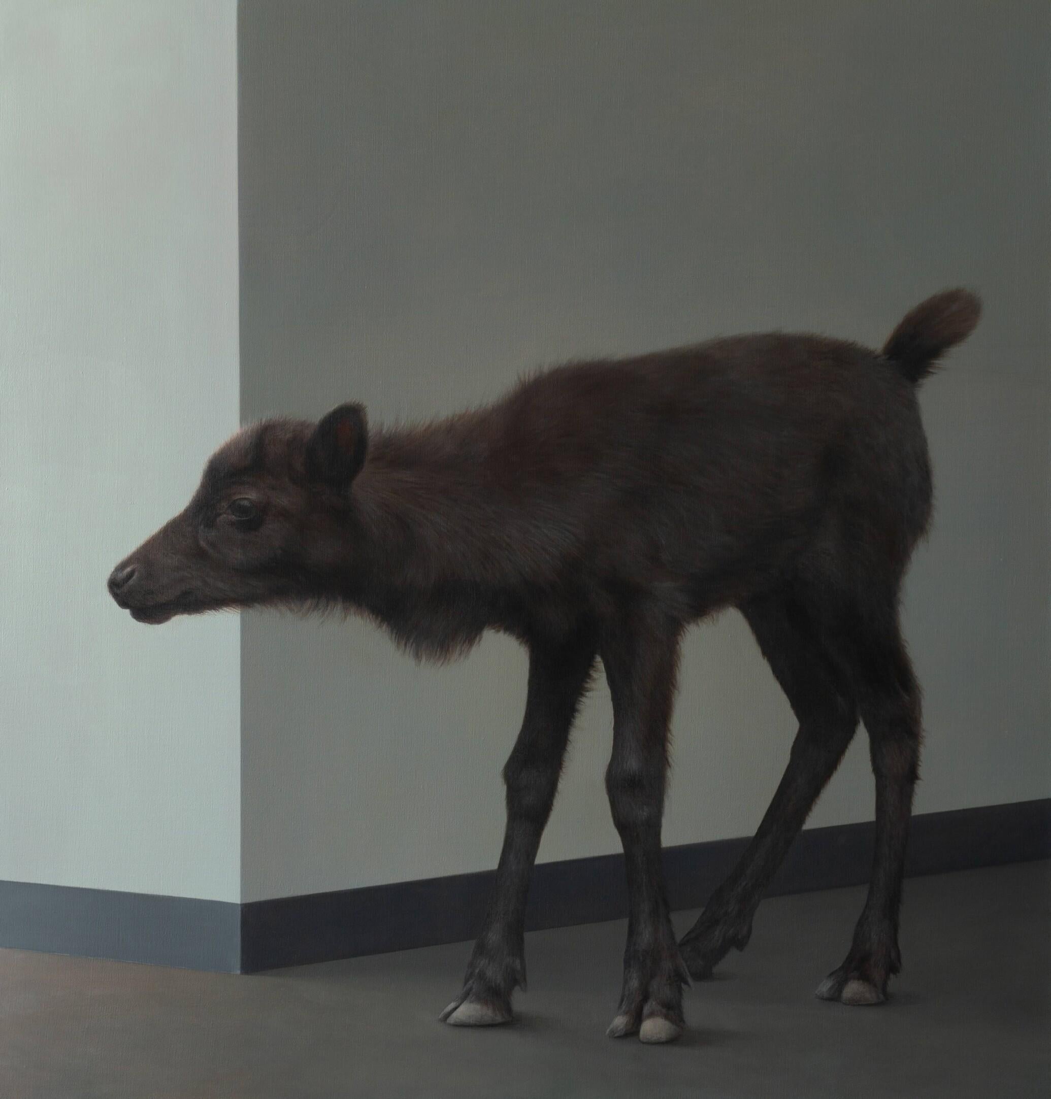 Bart Koning Animal Painting - Reindeer Calf - 21 Century Contemporary Painting of an Animal