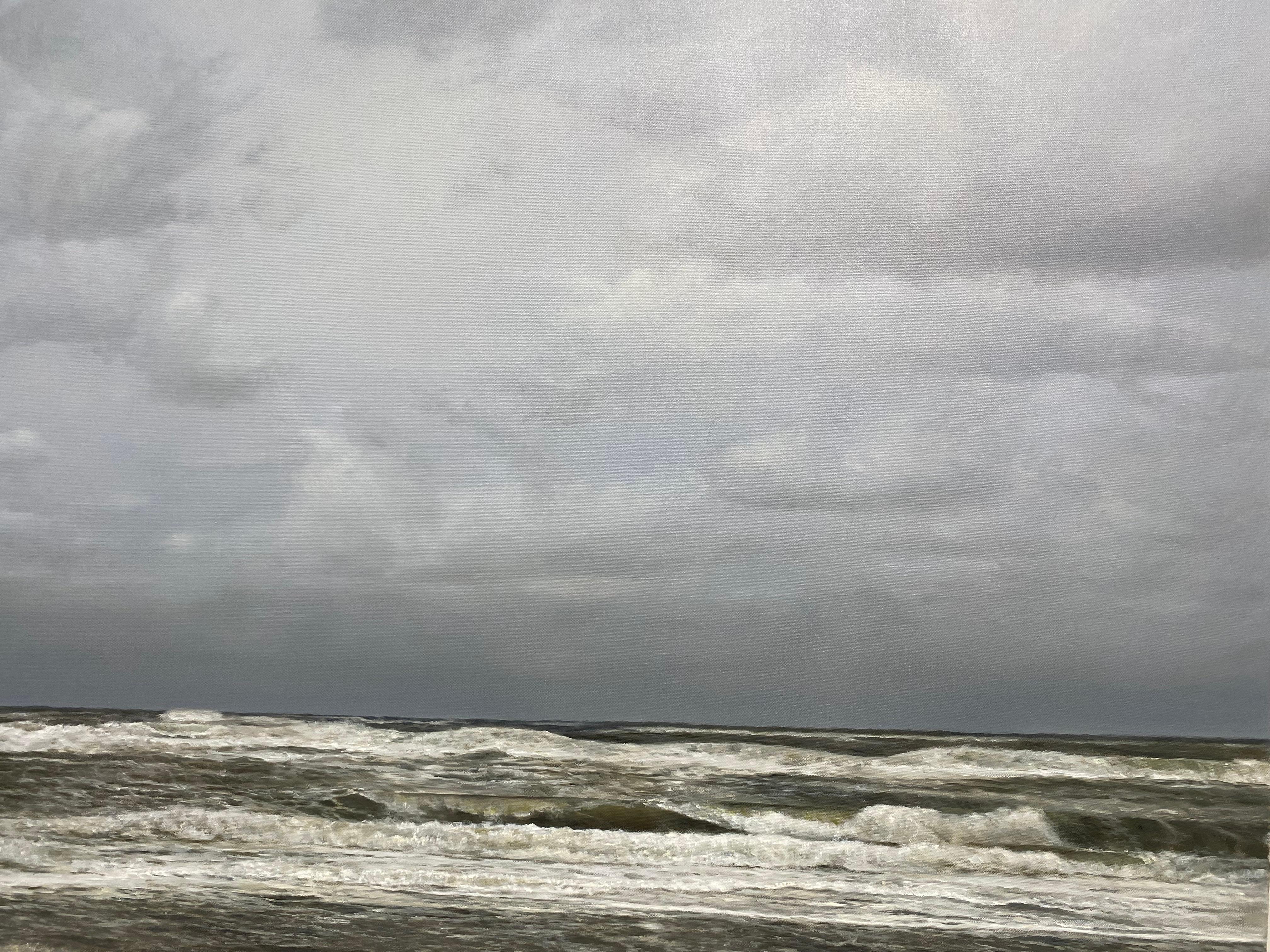 Meer I - 21. Jahrhundert Zeitgenössische Malerei des Ozeans (Grau), Figurative Painting, von Bart Koning