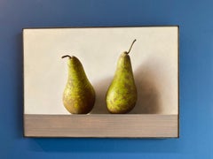 Two Pears -21st Century Contemporary Realistic Still life Painting of Fruit