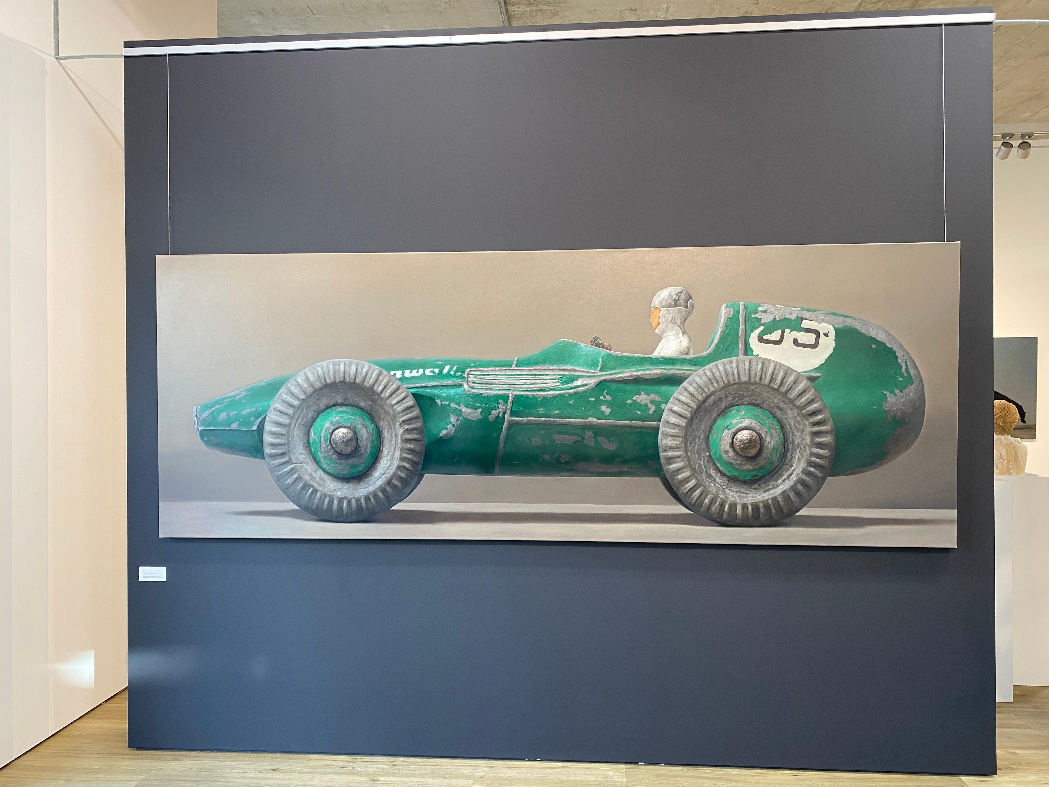 Vanwall- 21st Century Hyper Realistic Stilllife painting of a Vanwall racing car - Painting by Bart Koning