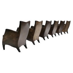 Bart Van Bekhoven Armchairs in Brown Grey Patina Sheep Leather