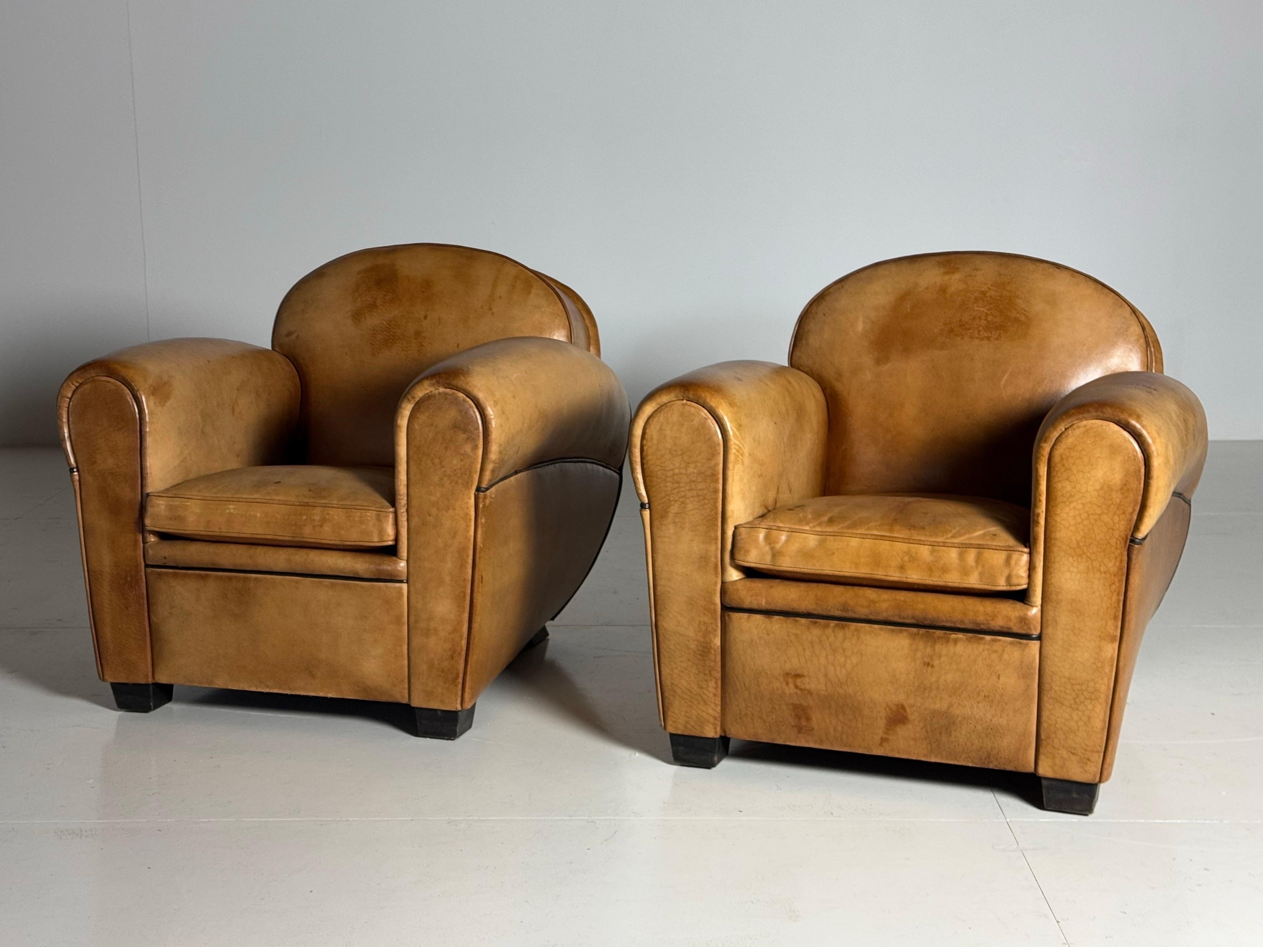 Leather Bart van Bekhoven Clubchairs Art Deco style