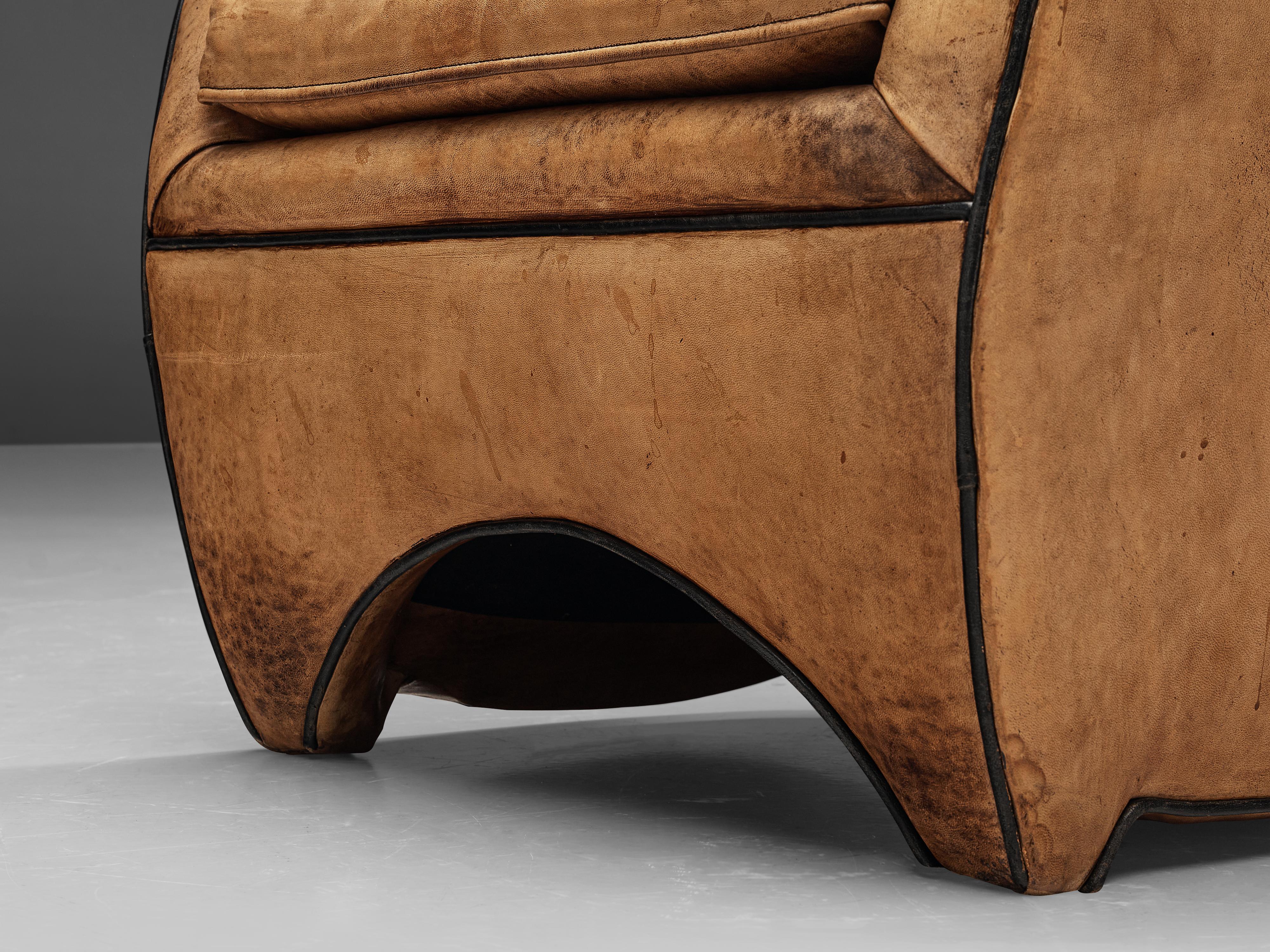 Bart van Bekhoven 'Cocoon' Lounge Chair in Cognac Leather 3