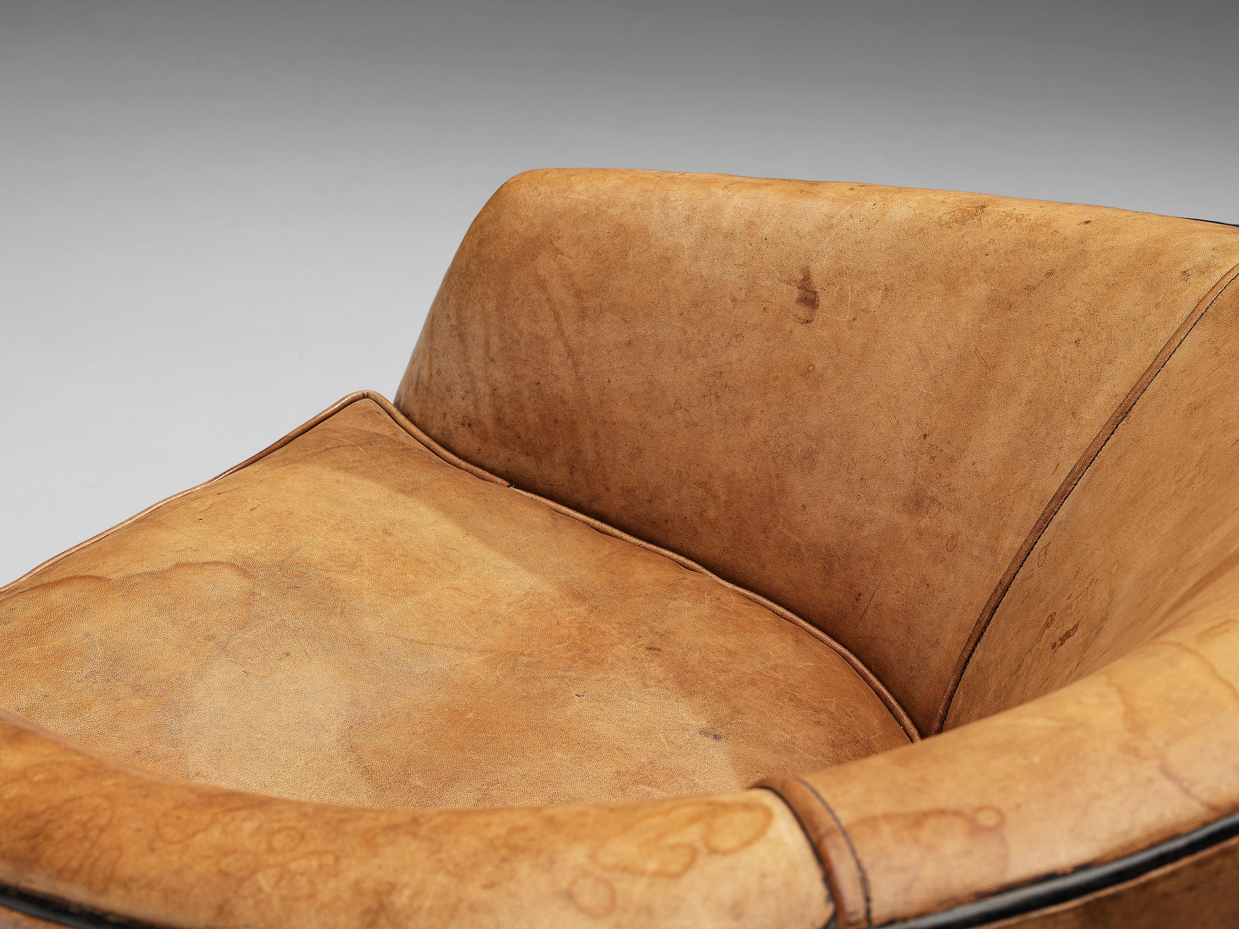 Bart van Bekhoven 'Cocoon' Lounge Chair in Cognac Leather 1