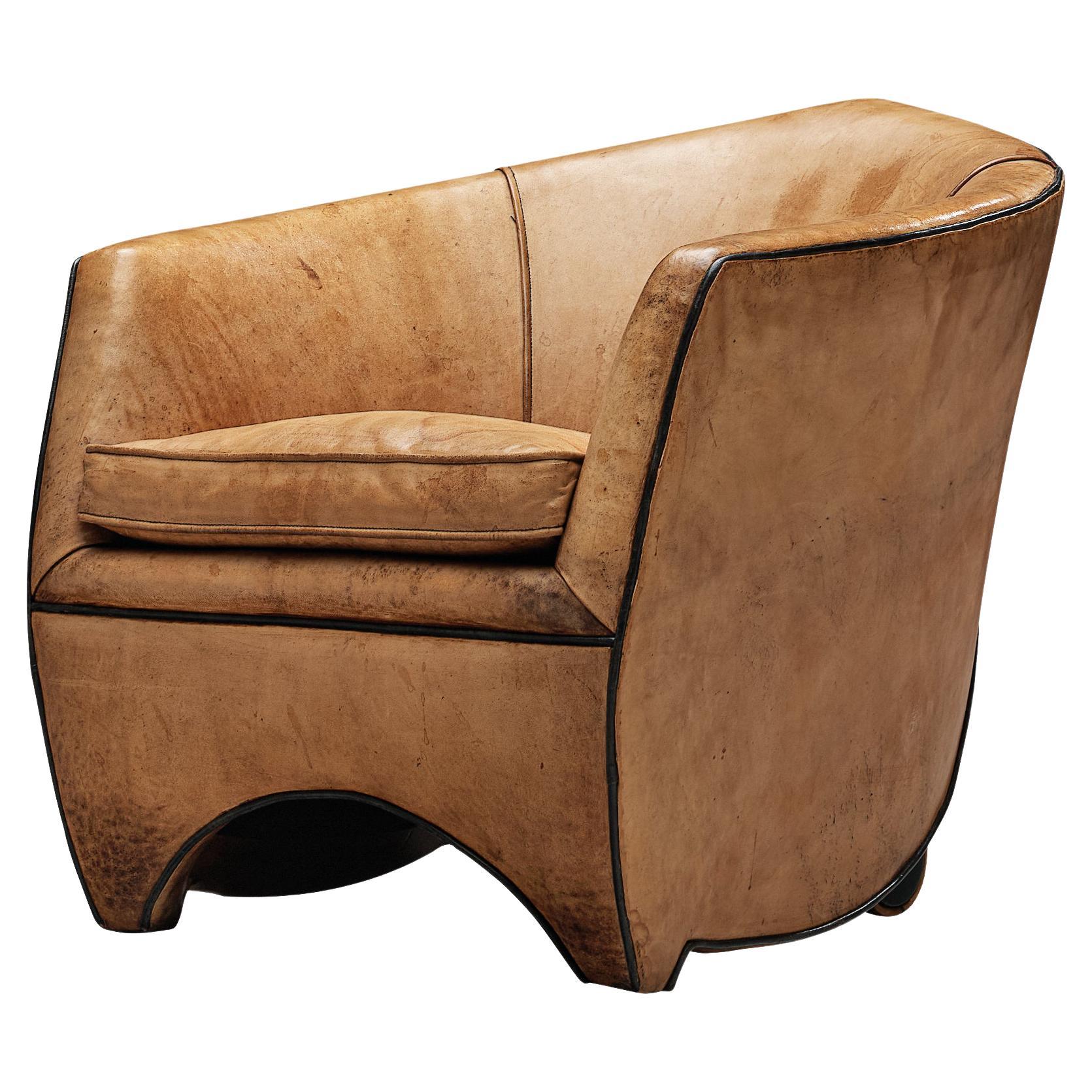 Bart van Bekhoven 'Cocoon' Lounge Chair in Cognac Leather