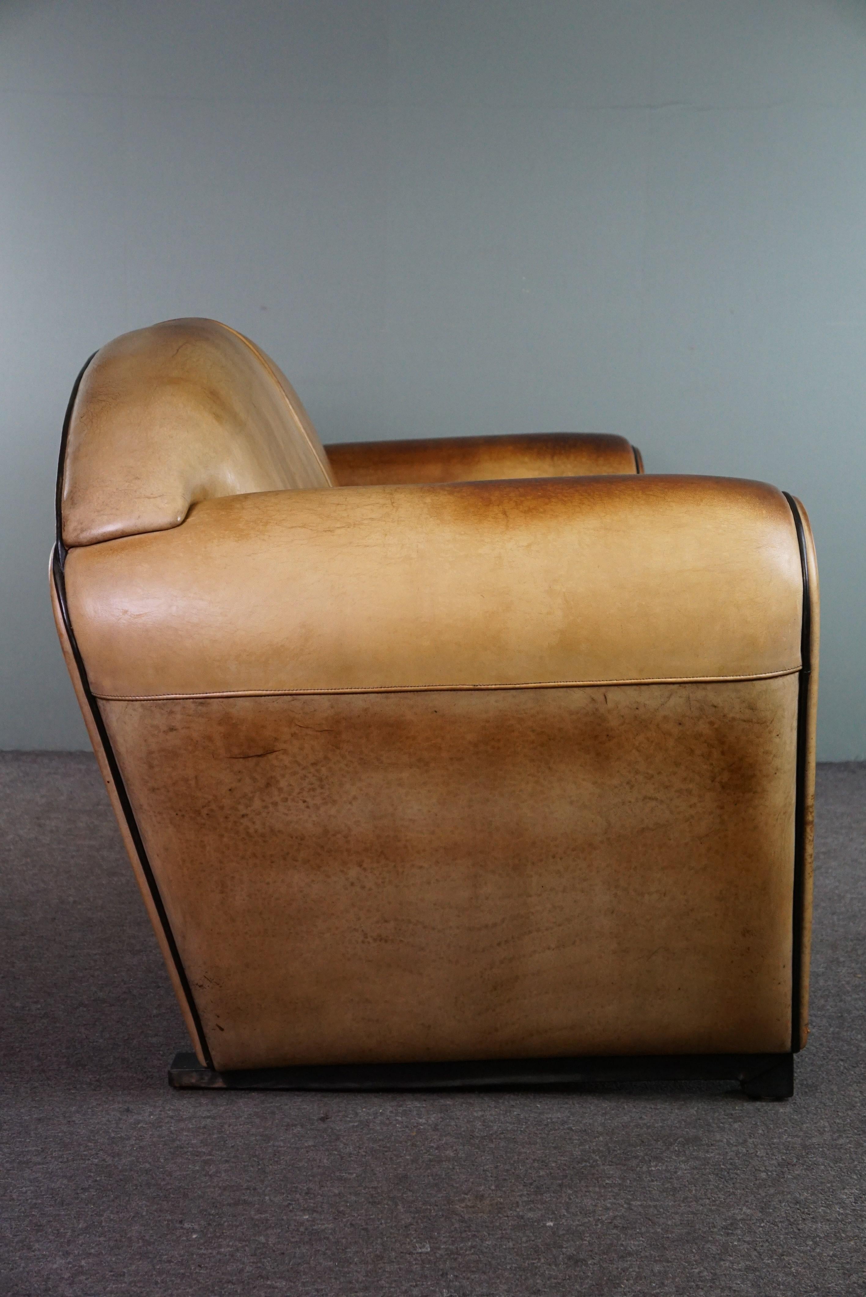 Bart van Bekhoven sheepleather 2-seater design sofa, beautiful light honey color For Sale 6