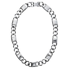 Bartek Silver Tone Curb Chain with Square Links Necklace