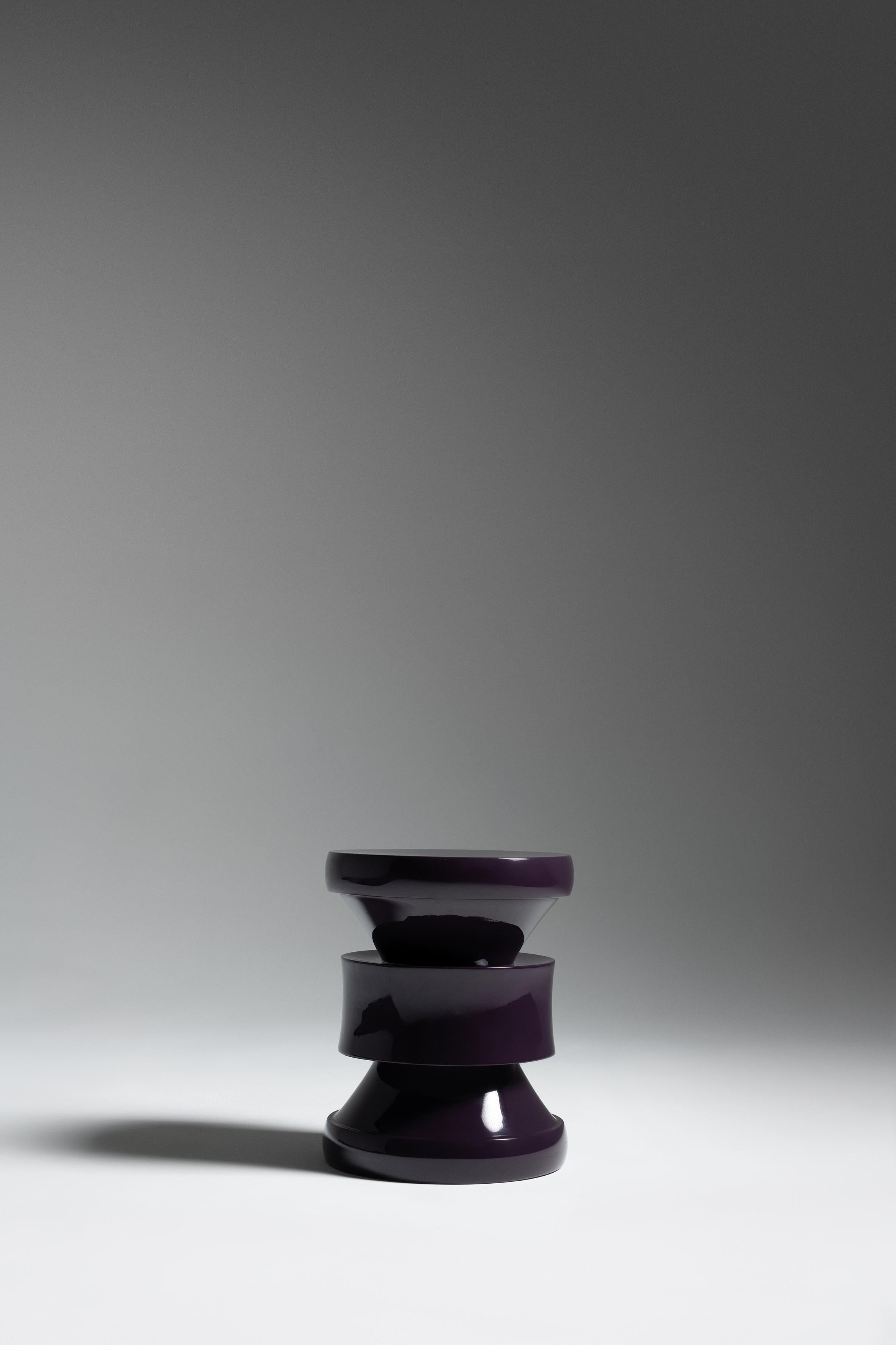 Wood Barth Stool Lacquered, France, Le Berre Vevaud For Sale