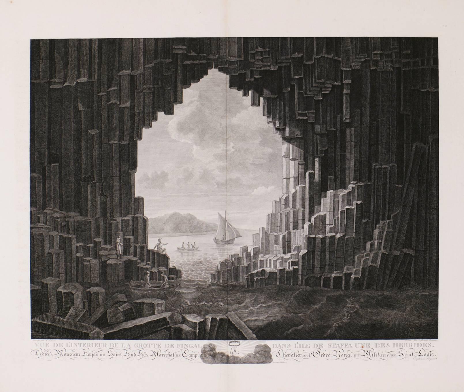 Barthélemy Faujas de Saint-Fond Landscape Print - Fingal's Cave,  Staffa Island, off the Coast of Scotland in the Hebrides