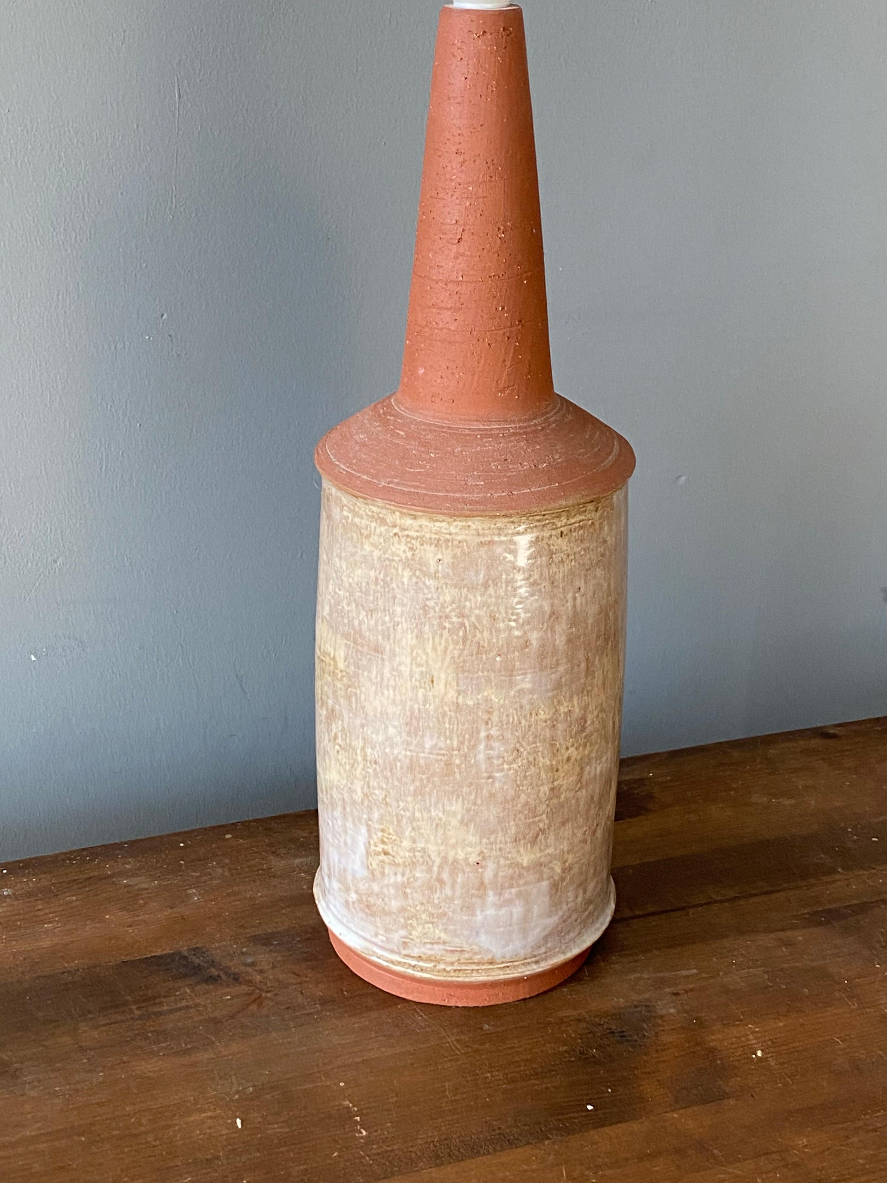 Danish Bartholdy, Sizable Table Lamp, Semi Glazed Stoneware, Denmark, 1960s