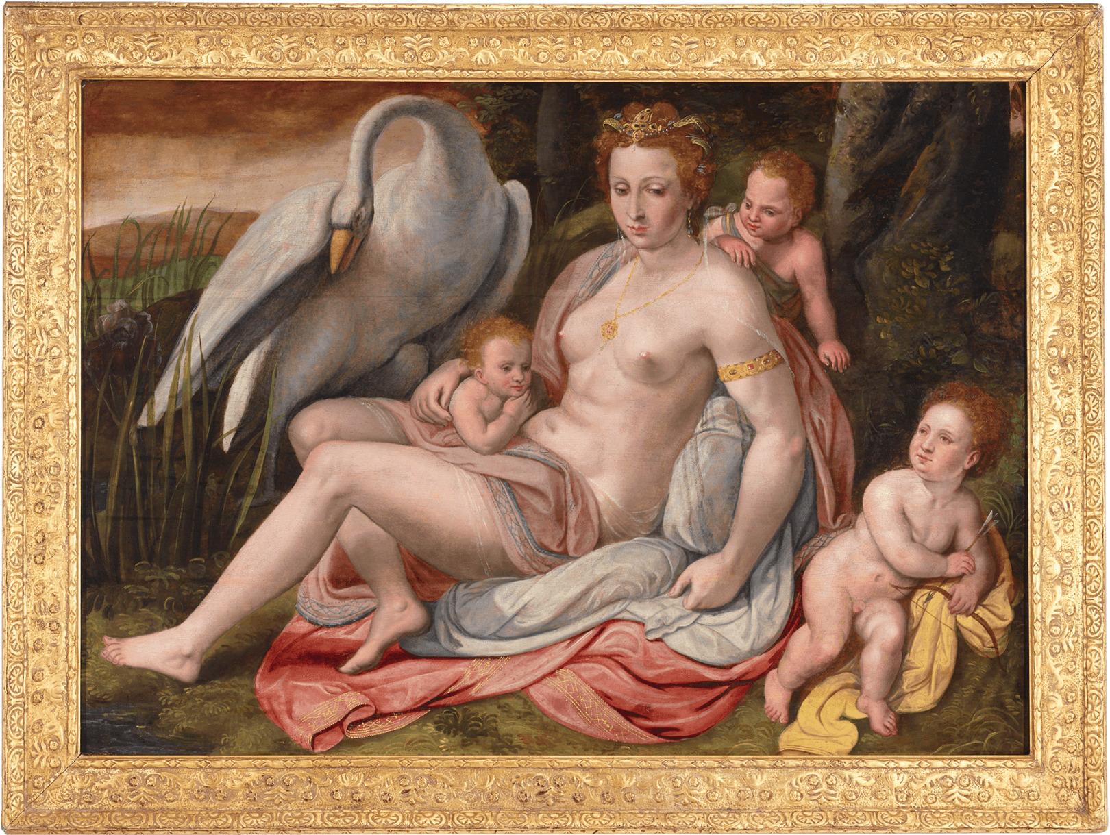 Leda And The Swan By Workshop Of Bartholomaeus Spranger For Sale 1