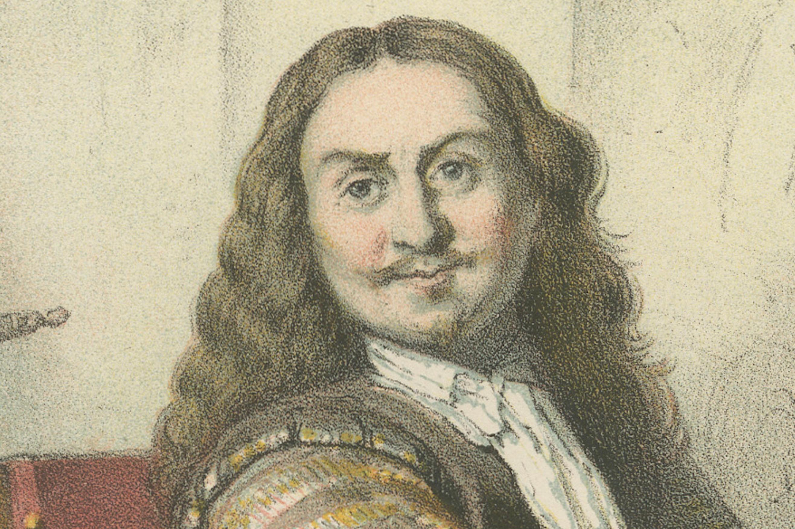 Bartholomeus van der Helst an der Staffelei sitzend - Lithographie aus dem 19. Jahrhundert (Mittleres 19. Jahrhundert) im Angebot