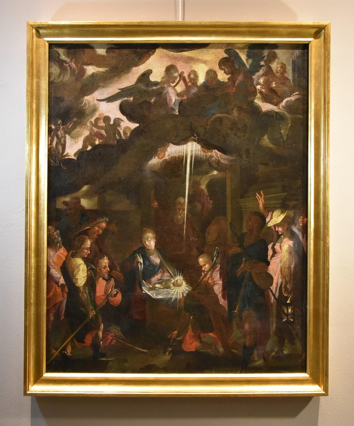 Adoration Shepherds Spranger 16/17. Jahrhundert Gemälde Öl auf Leinwand Alter Meister (Alte Meister), Painting, von Bartholomäus Spranger (antwerp, 1546 - Prague, 1611)