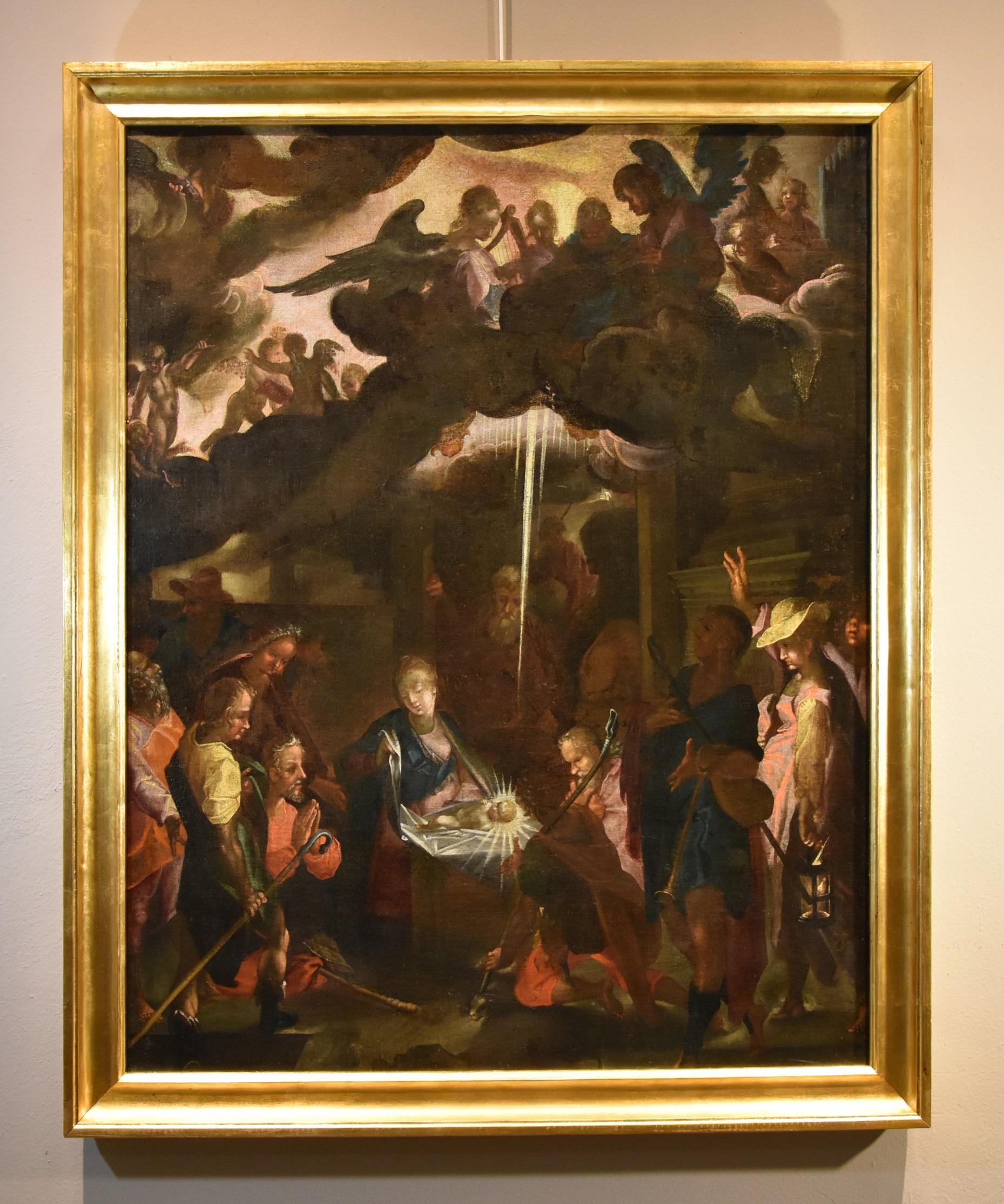 Bartholomäus Spranger (Antwerpen, 1546 - Prag, 1611) Werkstatt/Zirkel von
Anbetung der Hirten

Öl auf Leinwand
114 x 90 cm.
Gerahmt 126 x 101 cm.

Das vorgeschlagene Gemälde, das die Episode der Geburt Christi mit der Anbetung der Hirten