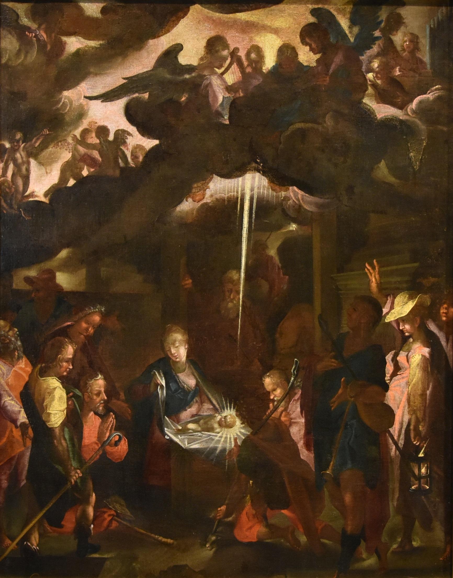 Adoration Shepherds Spranger 16/17. Jahrhundert Gemälde Öl auf Leinwand Alter Meister – Painting von Bartholomäus Spranger (antwerp, 1546 - Prague, 1611)