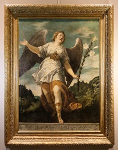 Announcing Angel Román Paint 17th Century Oil on canvas Old master Spain