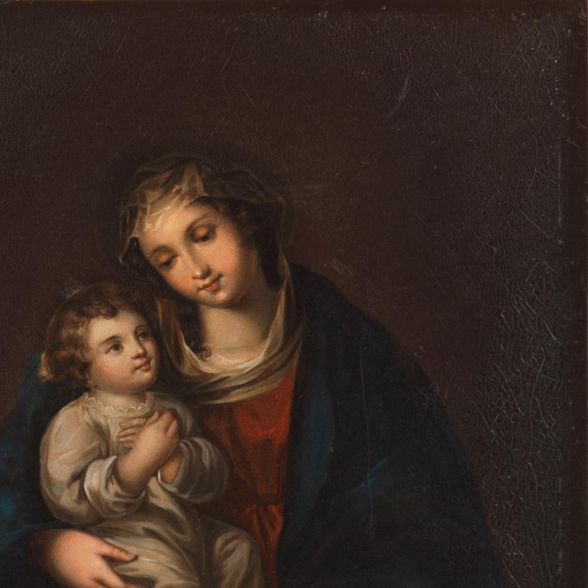 Virgen con el Niño', Barroco español, Virgen María con Jesús, Óleo devocional 3