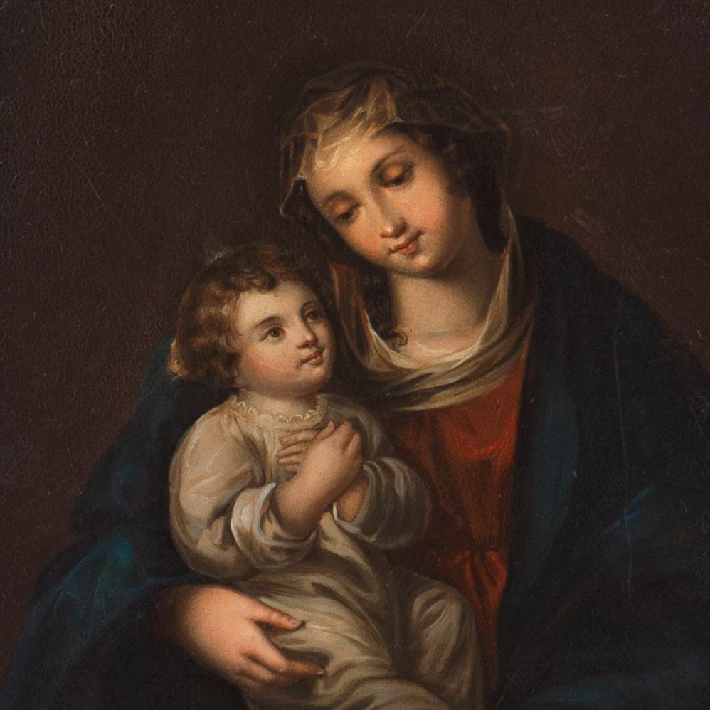 Virgen con el Niño', Barroco español, Virgen María con Jesús, Óleo devocional 5