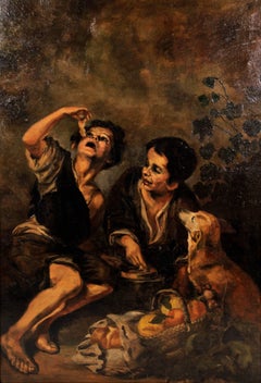 Bartolome Esteban Murillo's "Kuchenesser" Oil on Canvas Reproduction, circa 1890