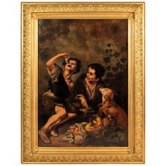 Bartolome Esteban Murillo's "Kuchenesser" Oil on Canvas Reproduction, circa 1890