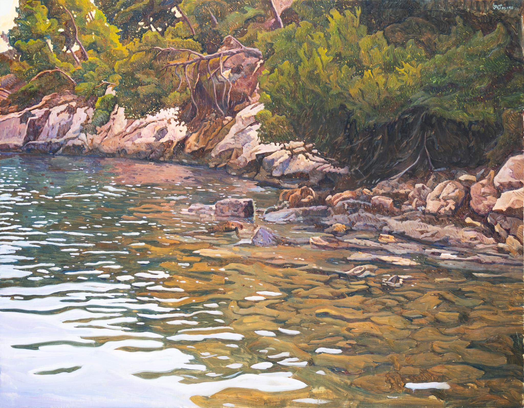 Landscape Painting de Bartolome Sastre - "Cala Del Mal Pas" Escena Oceánica Costera