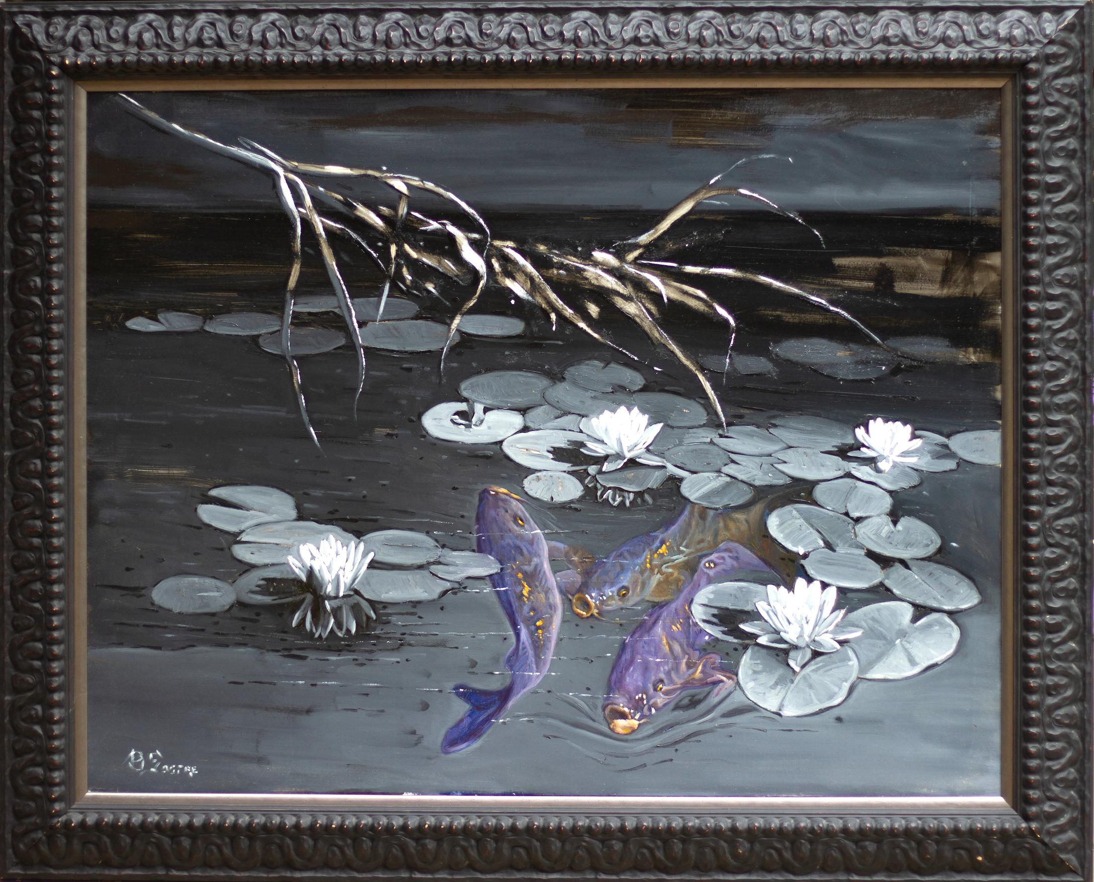 „Schauen in einem Teich“ Expressionistisches Gemälde – Painting von Bartolome Sastre