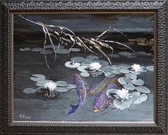 "Carps in a Pond" Expressionist Painting