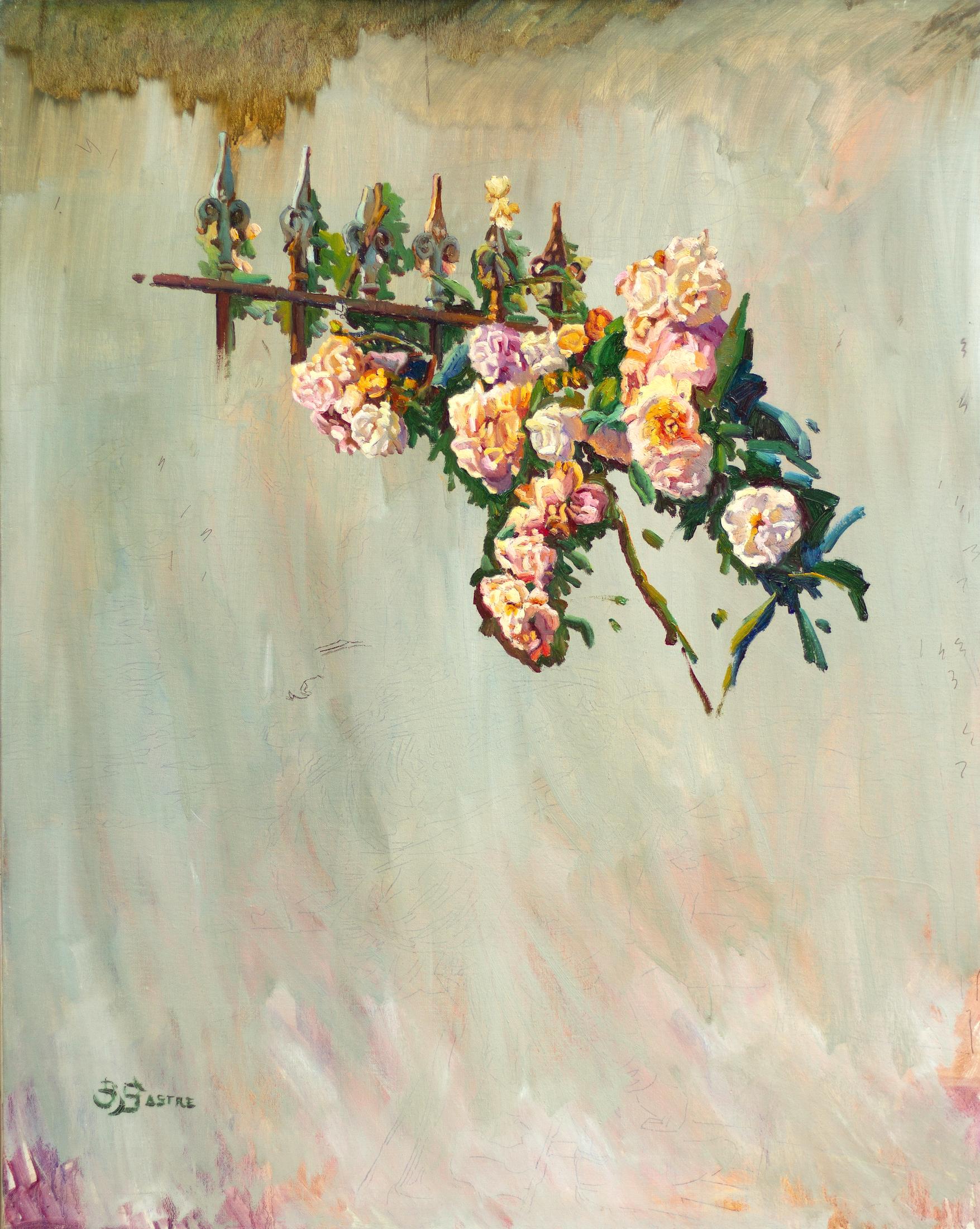 Still-Life Painting di Bartolome Sastre - "Estudio de Rosas II" Studio astratto di natura morta di rose