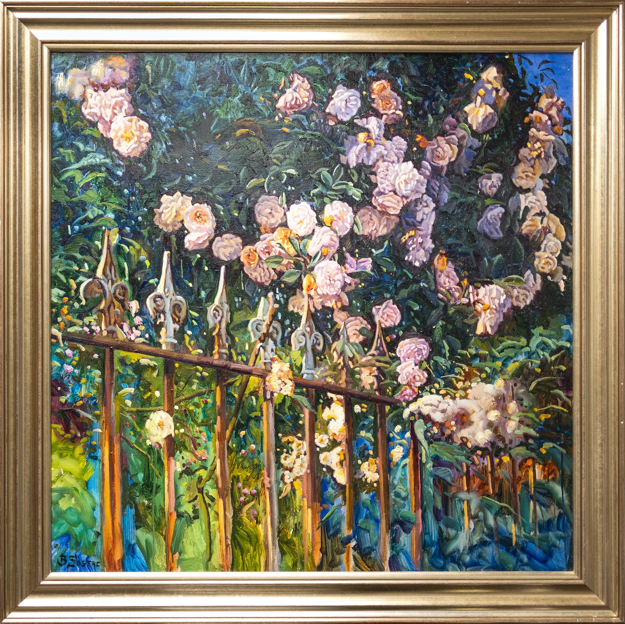 „Verja“ Blumenszene mit Rosen – Painting von Bartolome Sastre