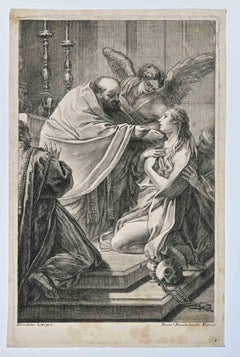 Saint Benedetto Luti - Etching by Bartolomei Rivalz - 18th Century