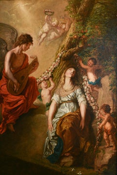 17th century oil on canvas painting 'Ectasy of Saint Cecilia'