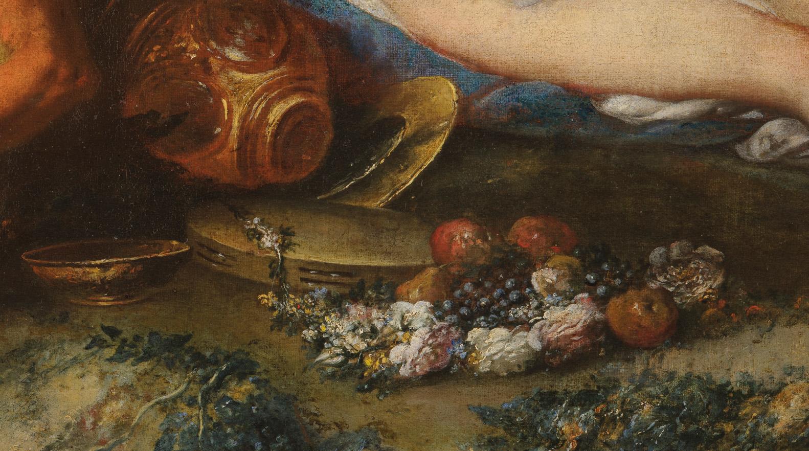 Bartolomeo Guidobono Bacchanal aus dem 17. Jahrhundert mit Maenads, Satyrn und Nymphen im Angebot 1