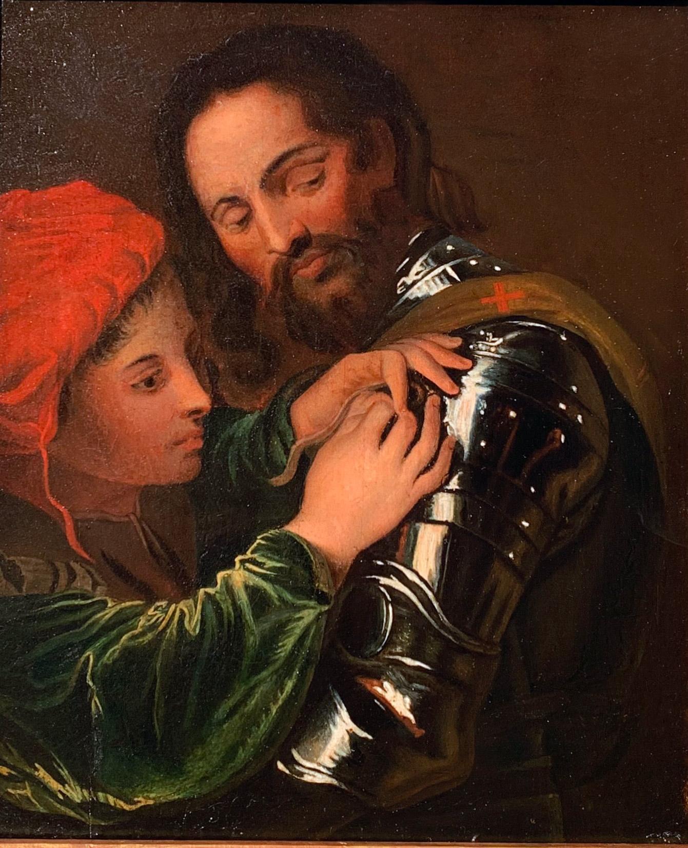 Chevalier et son page XIXe siècle, suiveur de Bartolomeo Manfredi (Ostiano 1582 For Sale 1